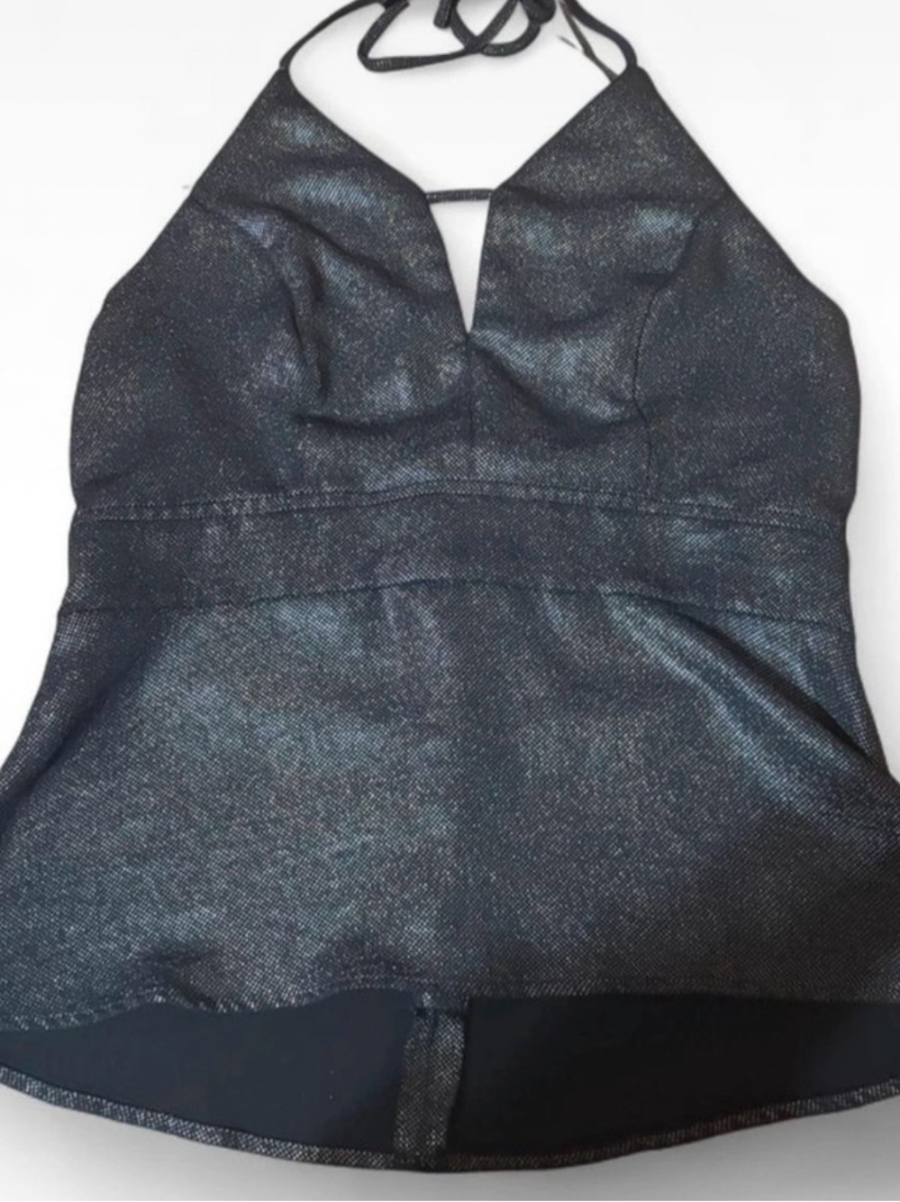 Express Metallic Black Halter Camisole